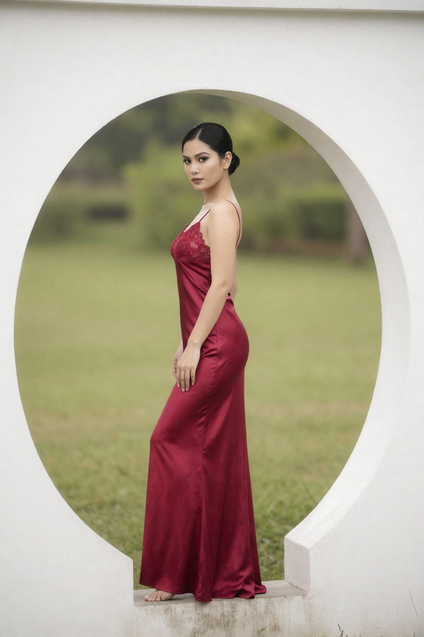 Fictional 27-year-old woman with a mature, sculpted face, strong cheekbones and defined jawline, sleek black hair